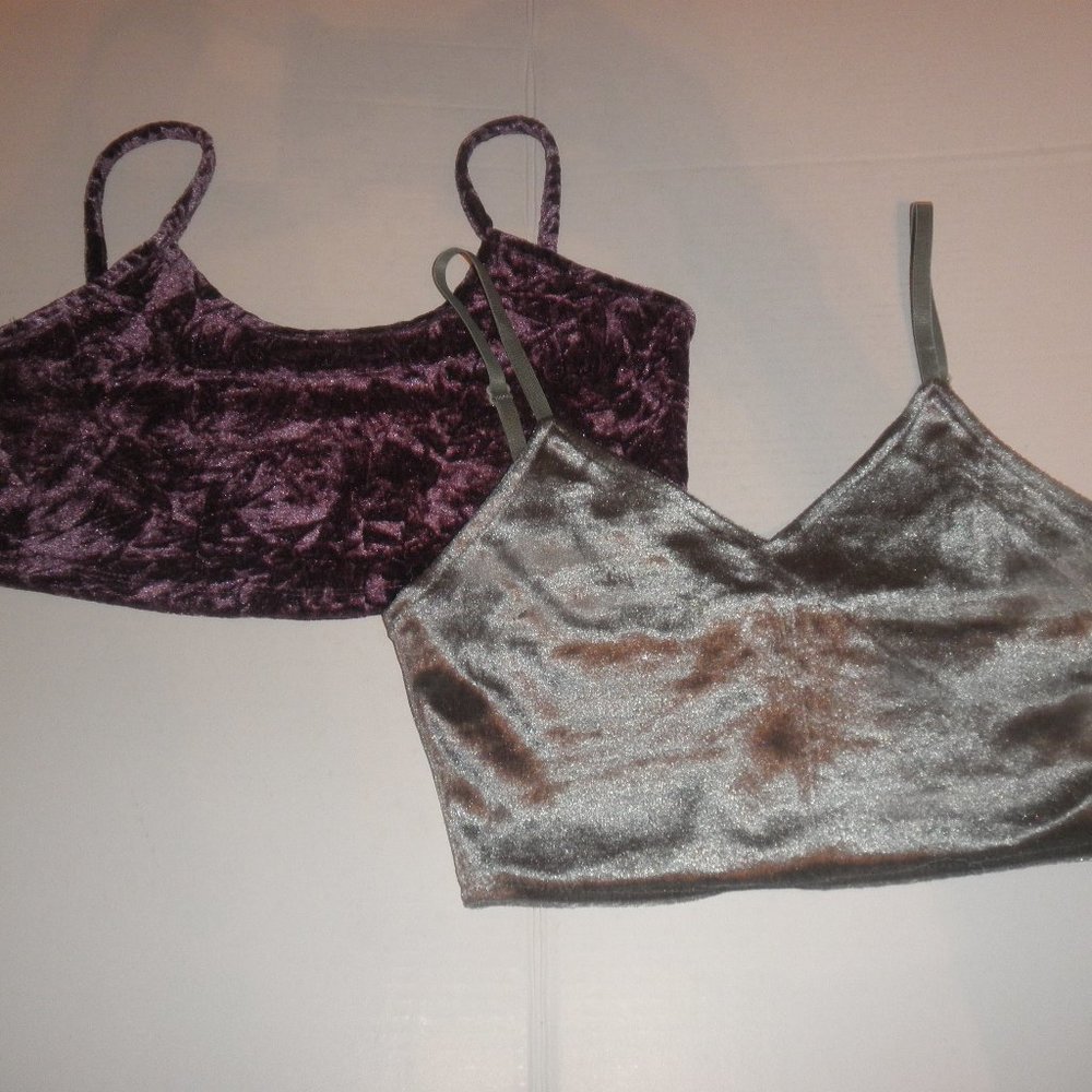 2 Velvet Small Strap Crop Tops Size S
